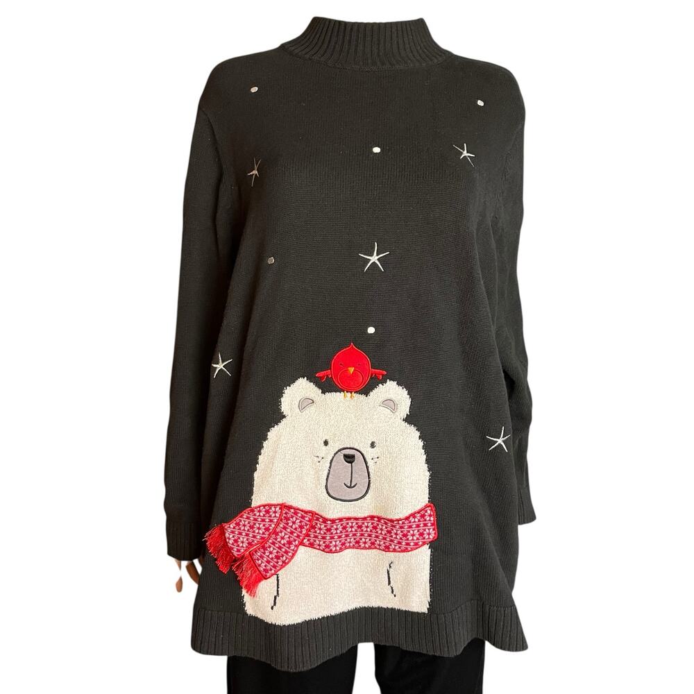 C.J. Banks Ugly Sweater 3X Turtleneck Polar Bear Tunic Winter Holidays Cozycore